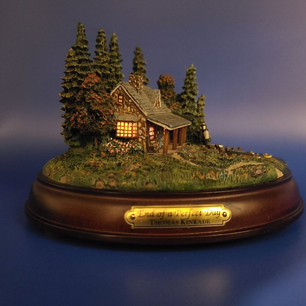 Thomas Kinkade The End of a Perfect Day Lighted Figurine Hawthorne Village 2001 - Picture 8 of 9